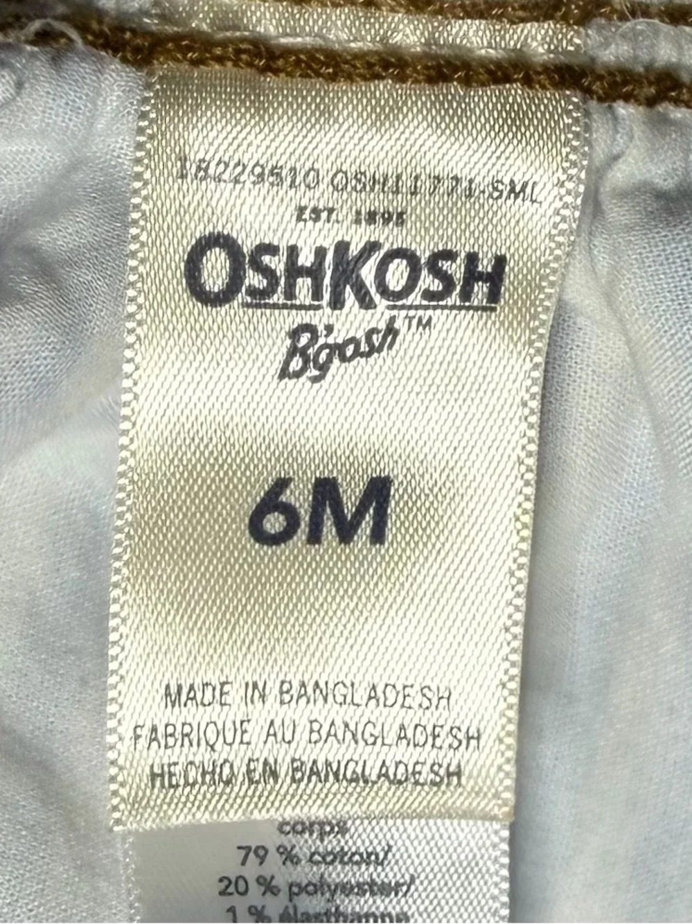 OshKosh B'gosh Denim Bib Overalls with Blue & White Striped Skirt